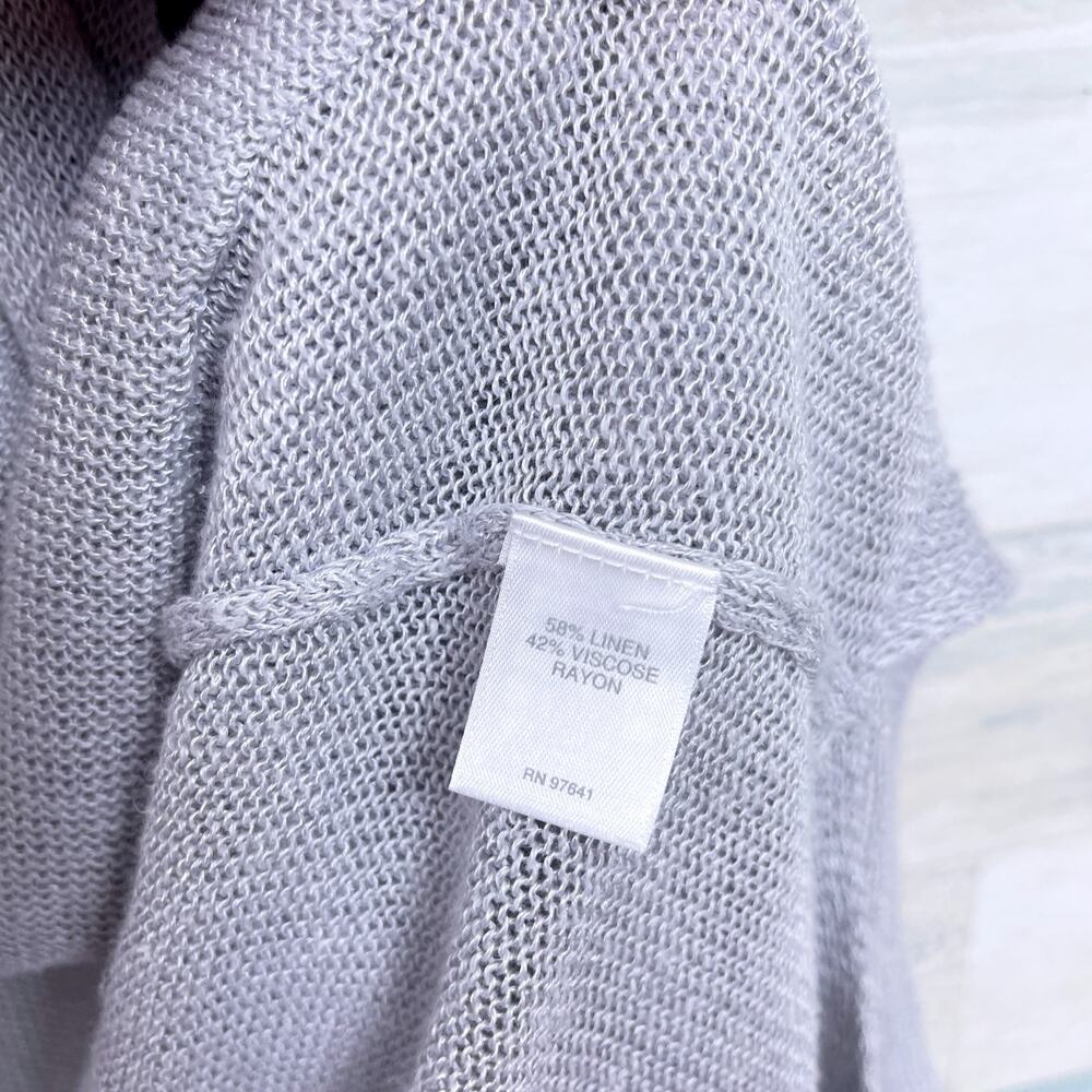J Jill Linen Open Front Longline Cardigan Gray Pockets Lightweight Womens Small - Picture 7 of 7